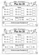 Mathe Miniheft – Fit für Klasse 2 | 20 Arbeitsblätter im Zahlenraum bis 20 – Materialseite 9