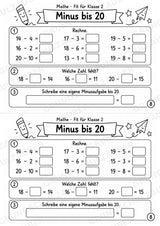 Mathe Miniheft – Fit für Klasse 2 | 20 Arbeitsblätter im Zahlenraum bis 20 – Materialseite 10