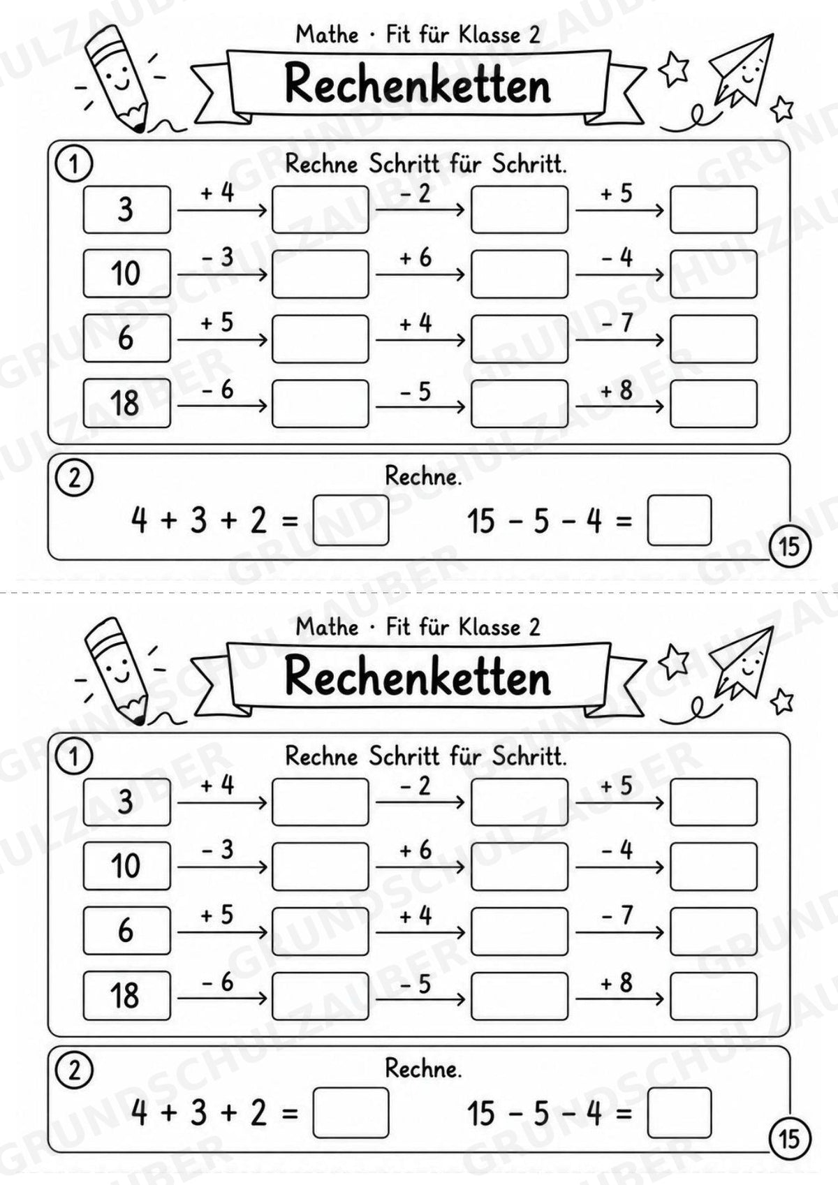 Mathe Miniheft – Fit für Klasse 2 | 20 Arbeitsblätter im Zahlenraum bis 20 – Materialseite 17
