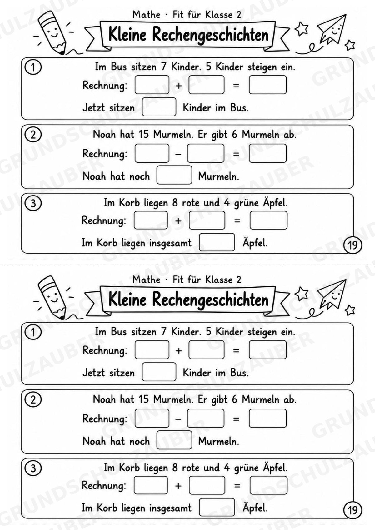 Mathe Miniheft – Fit für Klasse 2 | 20 Arbeitsblätter im Zahlenraum bis 20 – Materialseite 21