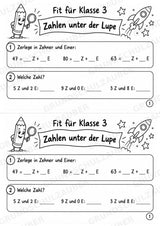 Mathe Miniheft – Fit für Klasse 3 | 20 Arbeitsblätter | Zahlenraum bis 100 | Einmaleins und Division – Materialseite 3
