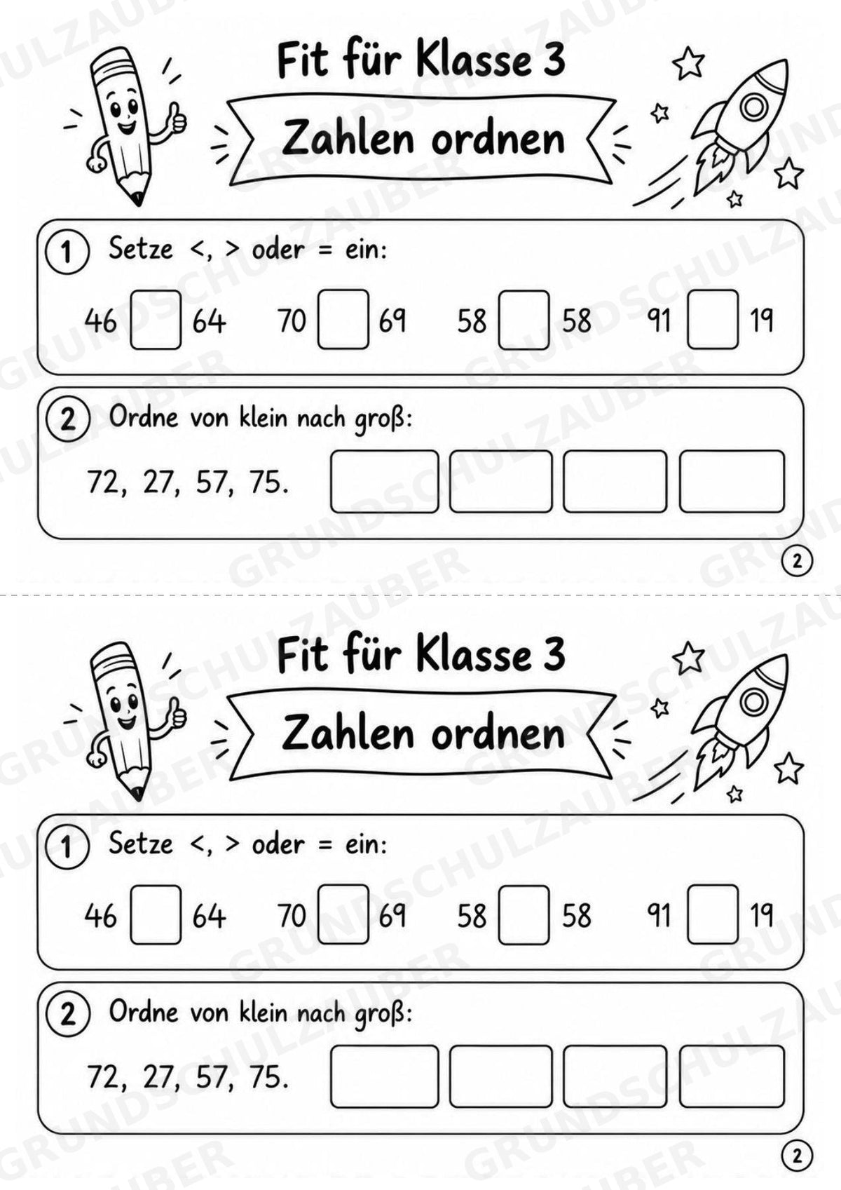 Mathe Miniheft – Fit für Klasse 3 | 20 Arbeitsblätter | Zahlenraum bis 100 | Einmaleins und Division – Materialseite 4