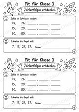 Mathe Miniheft – Fit für Klasse 3 | 20 Arbeitsblätter | Zahlenraum bis 100 | Einmaleins und Division – Materialseite 6