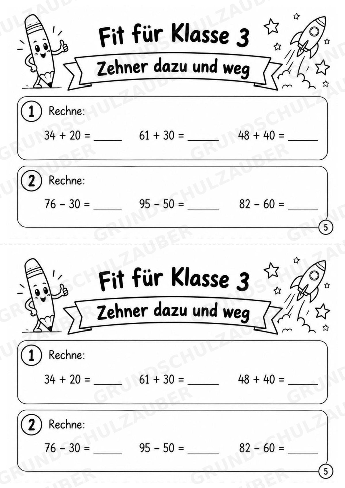 Mathe Miniheft – Fit für Klasse 3 | 20 Arbeitsblätter | Zahlenraum bis 100 | Einmaleins und Division – Materialseite 7