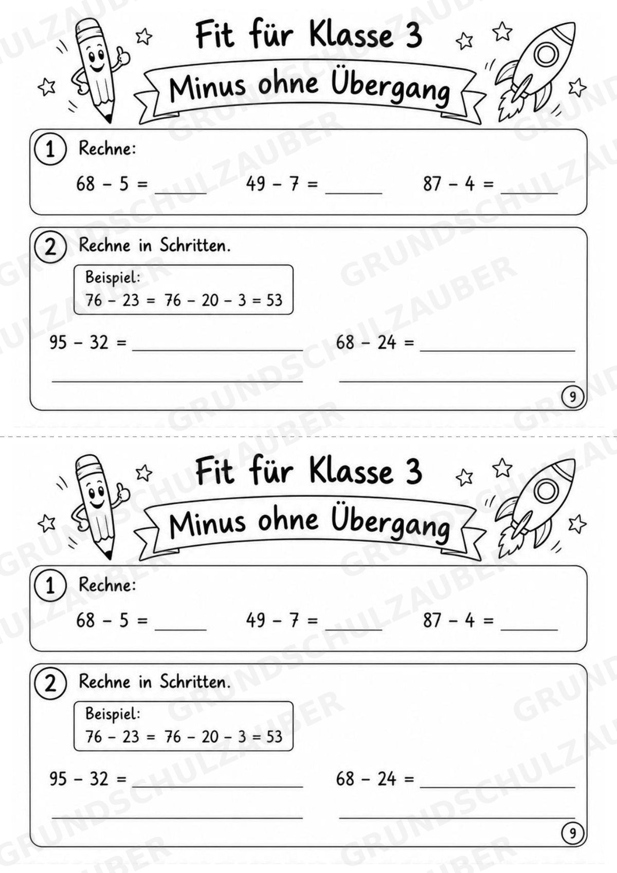 Mathe Miniheft – Fit für Klasse 3 | 20 Arbeitsblätter | Zahlenraum bis 100 | Einmaleins und Division – Materialseite 11