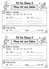 Mathe Miniheft – Fit für Klasse 3 | 20 Arbeitsblätter | Zahlenraum bis 100 | Einmaleins und Division – Materialseite 13