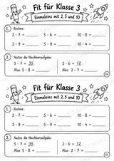 Mathe Miniheft – Fit für Klasse 3 | 20 Arbeitsblätter | Zahlenraum bis 100 | Einmaleins und Division – Materialseite 16