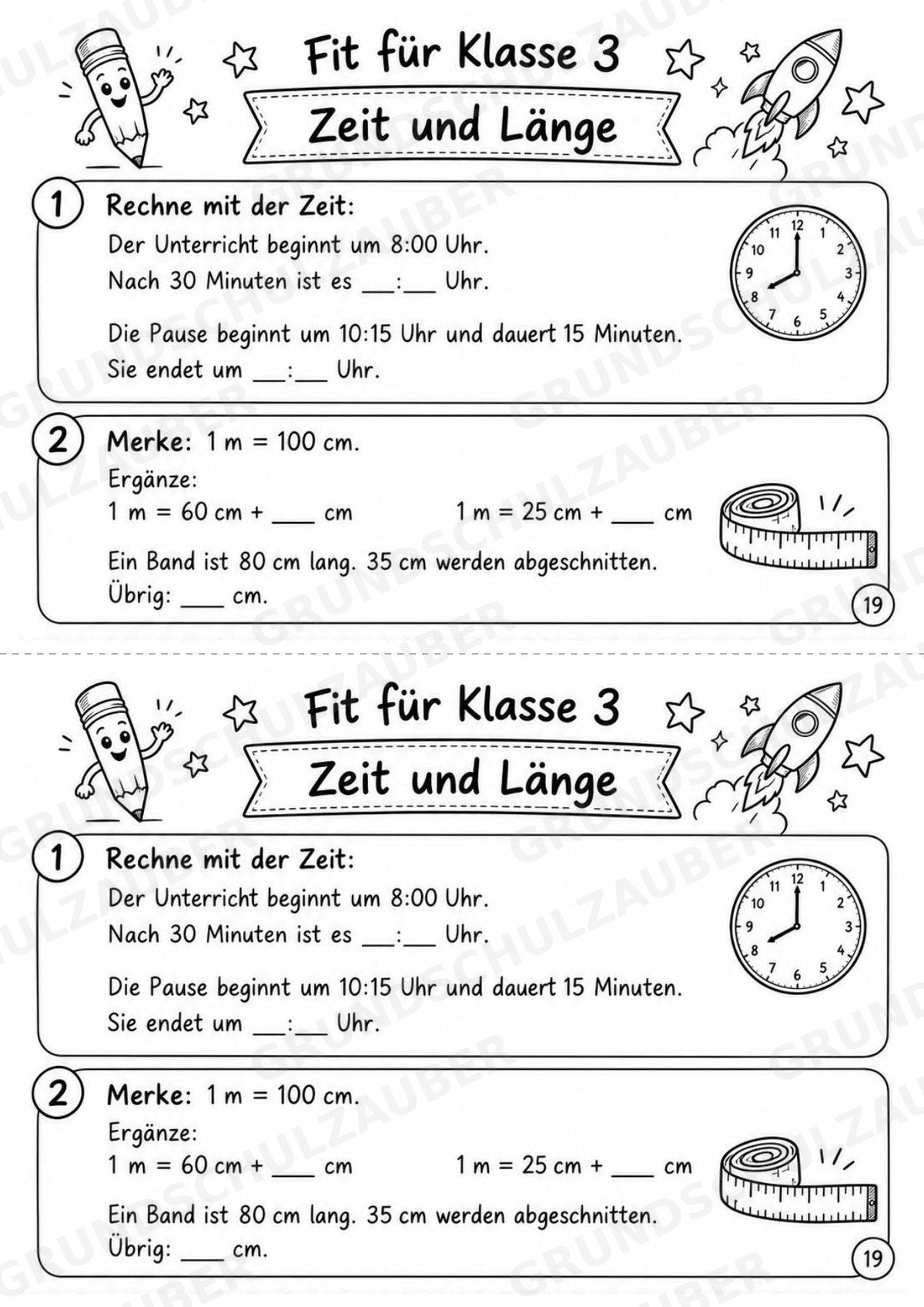 Mathe Miniheft – Fit für Klasse 3 | 20 Arbeitsblätter | Zahlenraum bis 100 | Einmaleins und Division – Materialseite 21