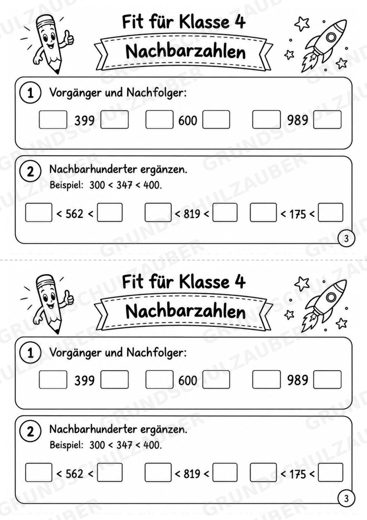 Mathe Miniheft – Fit für Klasse 4 | 20 Arbeitsblätter | Zahlenraum bis 1.000 | Schriftliche Addition und Subtraktion – Materialseite 5
