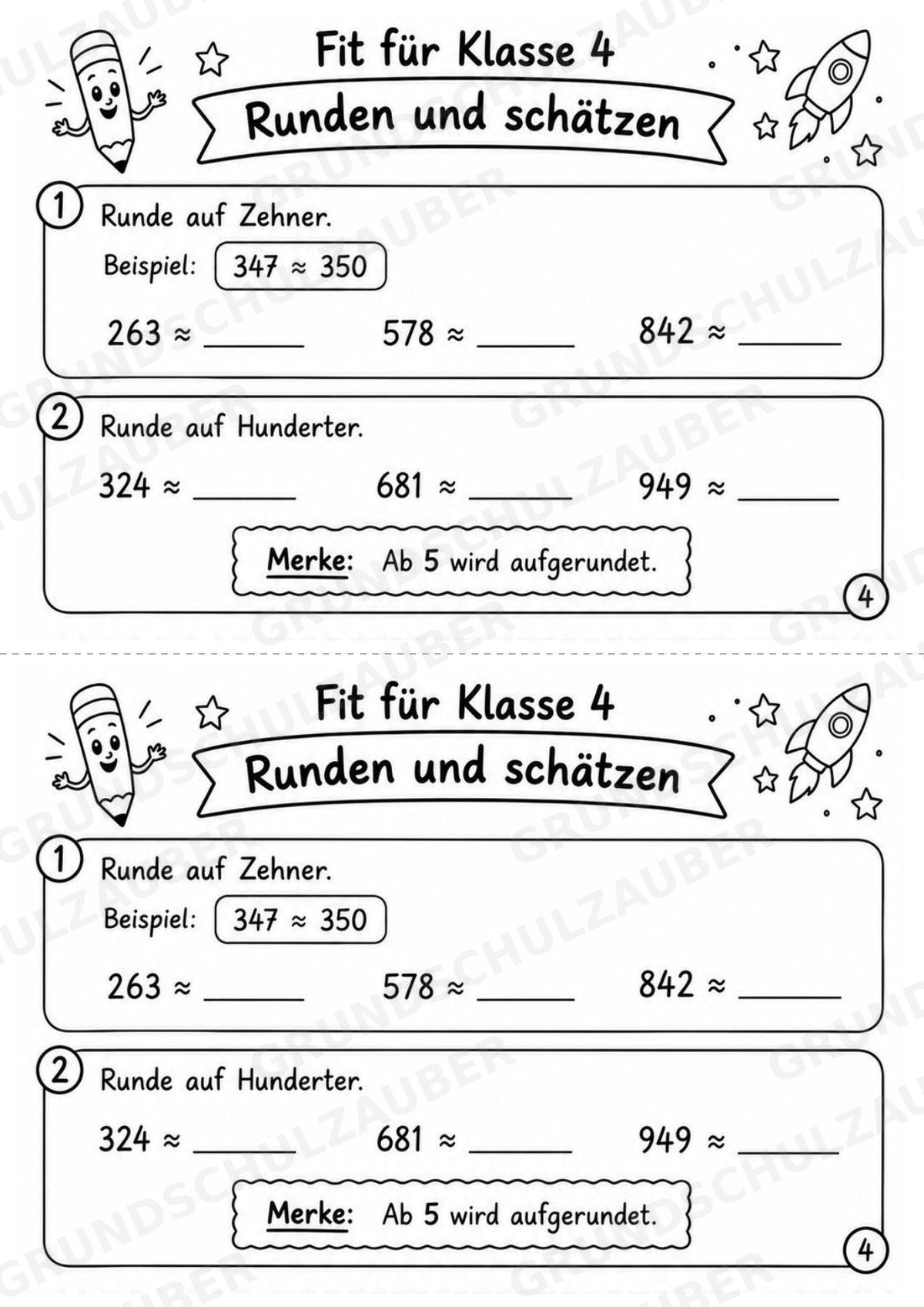 Mathe Miniheft – Fit für Klasse 4 | 20 Arbeitsblätter | Zahlenraum bis 1.000 | Schriftliche Addition und Subtraktion – Materialseite 6