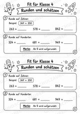 Mathe Miniheft – Fit für Klasse 4 | 20 Arbeitsblätter | Zahlenraum bis 1.000 | Schriftliche Addition und Subtraktion – Materialseite 6
