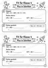 Mathe Miniheft – Fit für Klasse 4 | 20 Arbeitsblätter | Zahlenraum bis 1.000 | Schriftliche Addition und Subtraktion – Materialseite 9