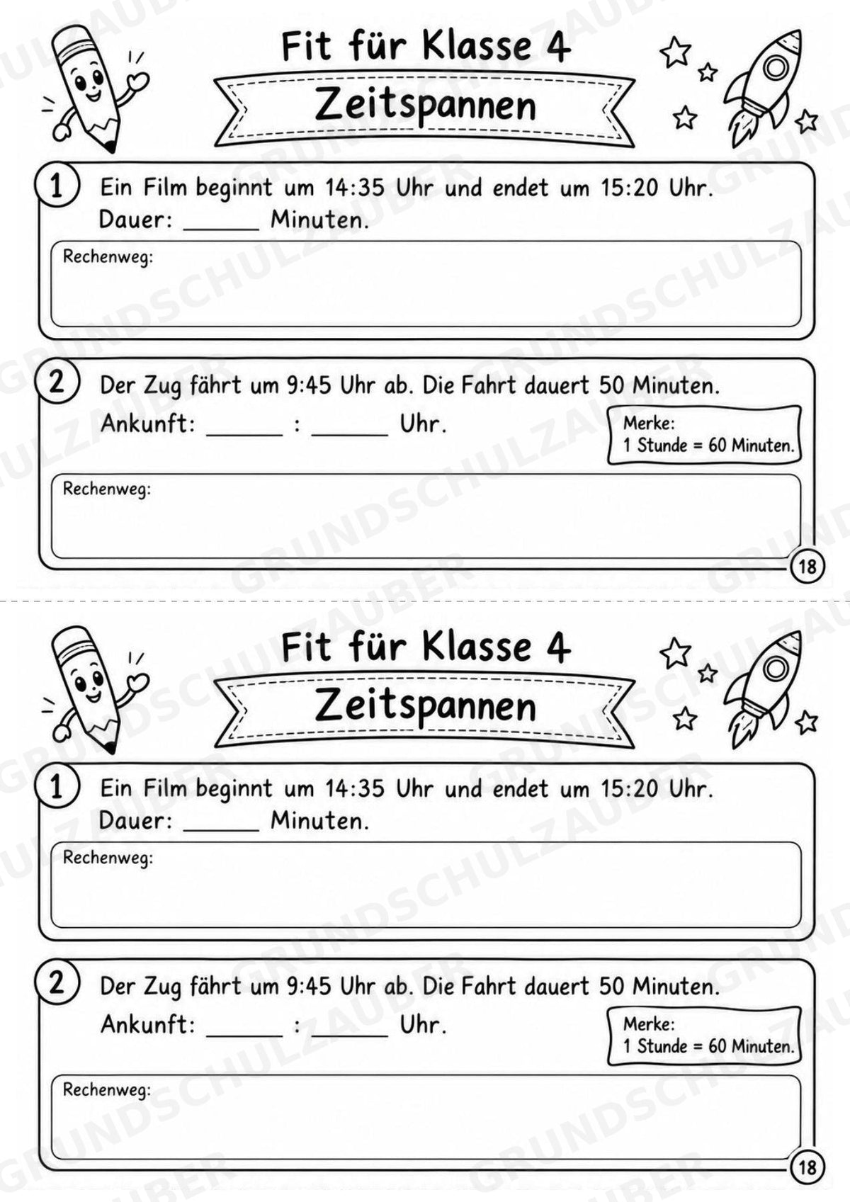 Mathe Miniheft – Fit für Klasse 4 | 20 Arbeitsblätter | Zahlenraum bis 1.000 | Schriftliche Addition und Subtraktion – Materialseite 20