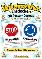 Verkehrszeichen Grundschule: 30 Poster DIN A4 | Verkehrserziehung, Schulweg und Radfahrprüfung – Cover
