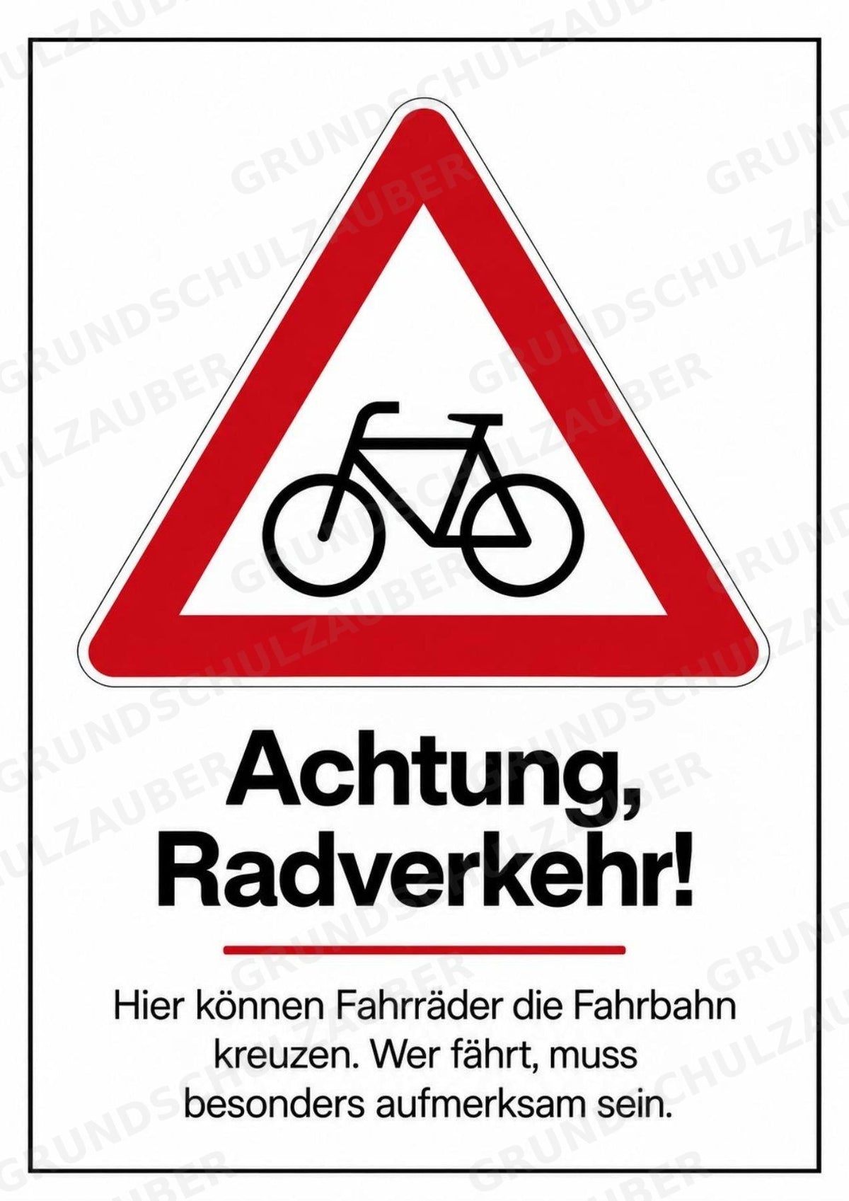 Verkehrszeichen Grundschule: 30 Poster DIN A4 | Verkehrserziehung, Schulweg und Radfahrprüfung – Materialseite 25