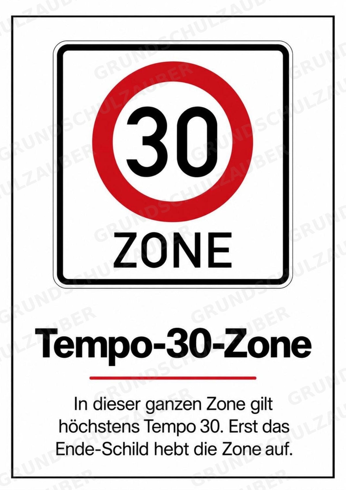 Verkehrszeichen Grundschule: 30 Poster DIN A4 | Verkehrserziehung, Schulweg und Radfahrprüfung – Materialseite 31