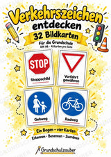 Verkehrszeichen Grundschule: 32 Bildkarten DIN A6 | Verkehrserziehung, Schulweg und Radfahrprüfung – Cover