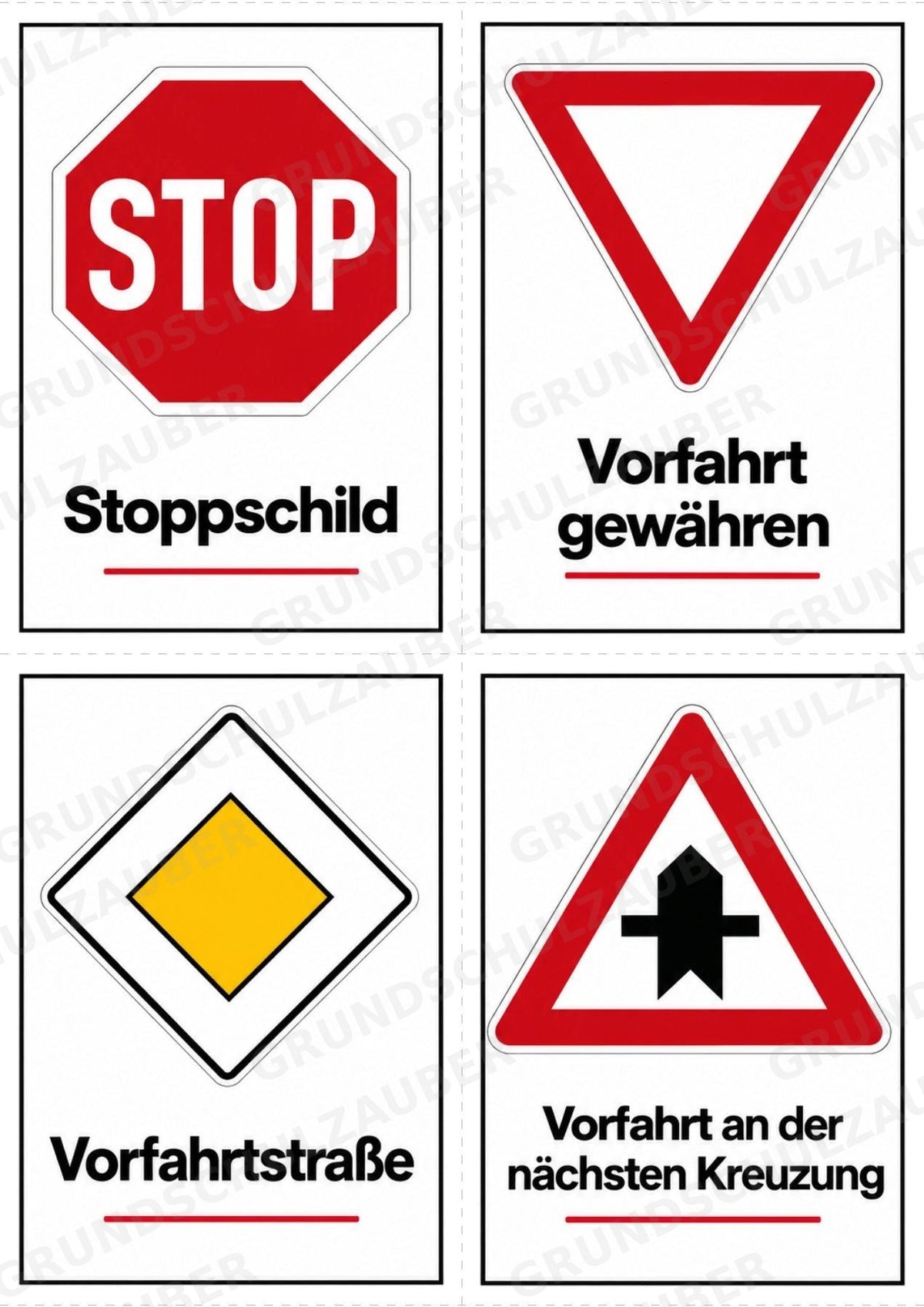 Verkehrszeichen Grundschule: 32 Bildkarten DIN A6 | Verkehrserziehung, Schulweg und Radfahrprüfung – Materialseite 2