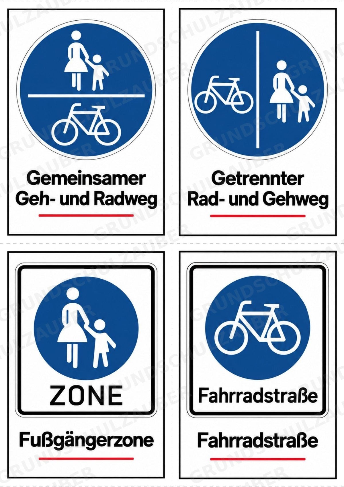 Verkehrszeichen Grundschule: 32 Bildkarten DIN A6 | Verkehrserziehung, Schulweg und Radfahrprüfung – Materialseite 5