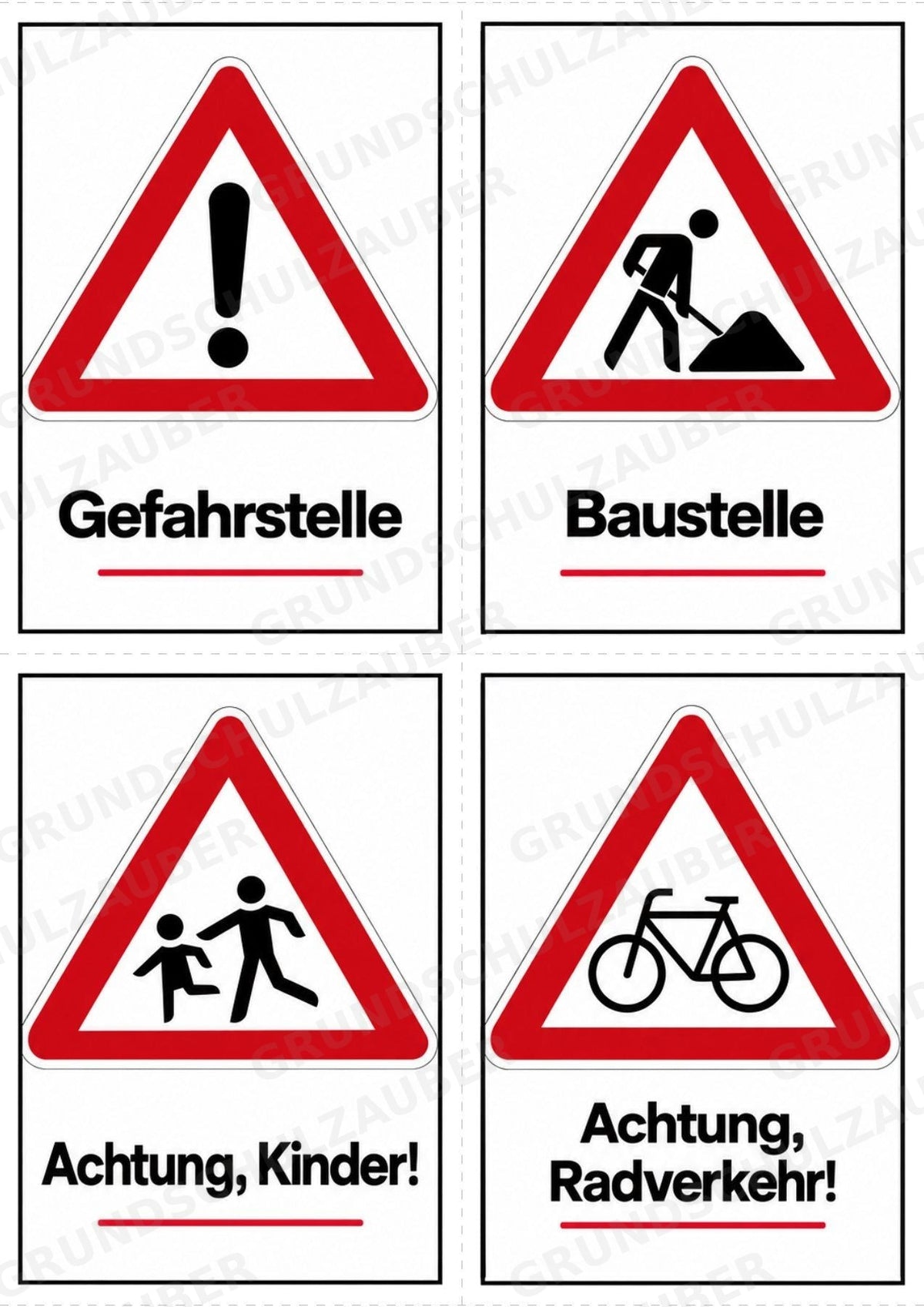 Verkehrszeichen Grundschule: 32 Bildkarten DIN A6 | Verkehrserziehung, Schulweg und Radfahrprüfung – Materialseite 7