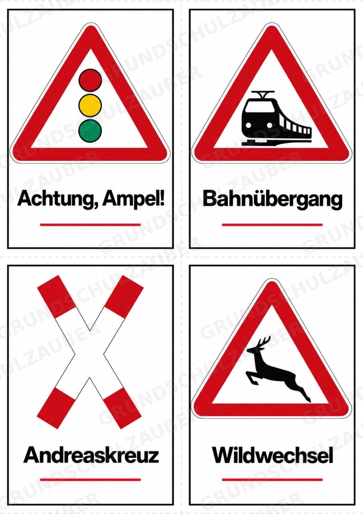 Verkehrszeichen Grundschule: 32 Bildkarten DIN A6 | Verkehrserziehung, Schulweg und Radfahrprüfung – Materialseite 8