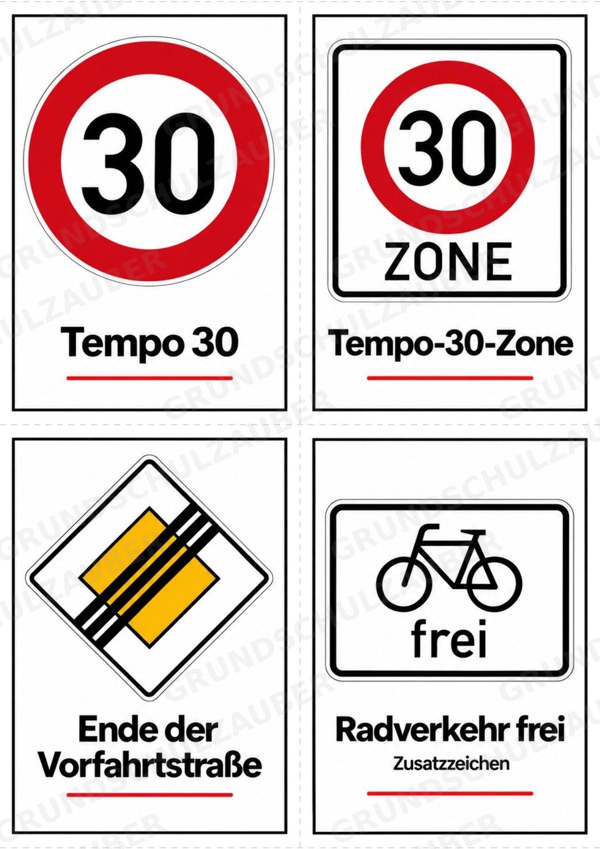 Verkehrszeichen Grundschule: 32 Bildkarten DIN A6 | Verkehrserziehung, Schulweg und Radfahrprüfung – Materialseite 9