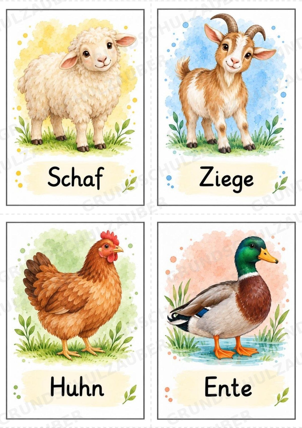 Tiere Bildkarten: 68 Karten DIN A6 | Grundschrift, Wortschatz & Sachunterricht in der Grundschule – Materialseite 5