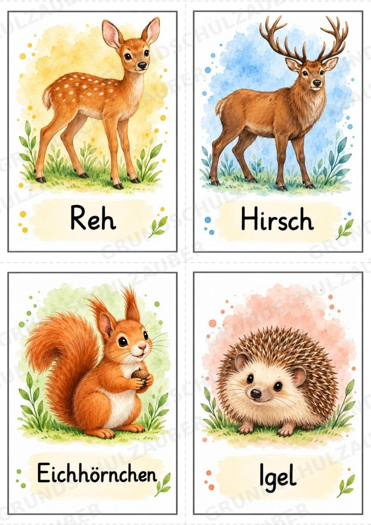 Tiere Bildkarten: 68 Karten DIN A6 | Grundschrift, Wortschatz & Sachunterricht in der Grundschule – Materialseite 7