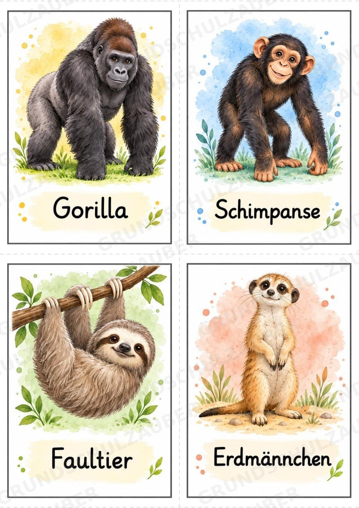 Tiere Bildkarten: 68 Karten DIN A6 | Grundschrift, Wortschatz & Sachunterricht in der Grundschule – Materialseite 12