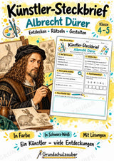 Albrecht Dürer – Künstler-Steckbrief & Infotext | Kunstunterricht Grundschule Klasse 4–5 | Arbeitsblätter mit Lösungen – Cover