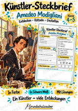 Amedeo Modigliani – Künstler-Steckbrief & Infotext | Kunstunterricht Grundschule Klasse 4–5 | Arbeitsblätter mit Lösungen – Cover