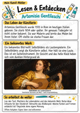 Artemisia Gentileschi – Künstler-Steckbrief & Infotext | Kunstunterricht Grundschule Klasse 4–5 | Arbeitsblätter mit Lösungen – Materialseite 2