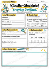 Artemisia Gentileschi – Künstler-Steckbrief & Infotext | Kunstunterricht Grundschule Klasse 4–5 | Arbeitsblätter mit Lösungen – Materialseite 3