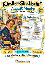 August Macke – Künstler-Steckbrief & Infotext | Kunstunterricht Grundschule Klasse 4–5 | Arbeitsblätter mit Lösungen – Cover