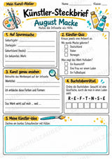 August Macke – Künstler-Steckbrief & Infotext | Kunstunterricht Grundschule Klasse 4–5 | Arbeitsblätter mit Lösungen – Materialseite 3