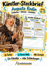 Auguste Rodin – Künstler-Steckbrief & Infotext | Kunstunterricht Grundschule Klasse 4–5 | Arbeitsblätter mit Lösungen – Cover
