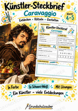 Caravaggio – Künstler-Steckbrief & Infotext | Kunstunterricht Grundschule Klasse 4–5 | Arbeitsblätter mit Lösungen – Cover