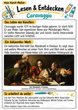 Caravaggio – Künstler-Steckbrief & Infotext | Kunstunterricht Grundschule Klasse 4–5 | Arbeitsblätter mit Lösungen – Materialseite 2