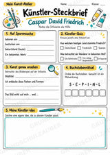 Caspar David Friedrich – Künstler-Steckbrief & Infotext | Kunstunterricht Grundschule Klasse 4–5 | Arbeitsblätter mit Lösungen – Materialseite 3