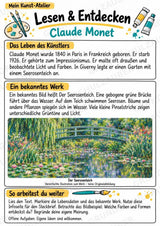 Claude Monet – Künstler-Steckbrief & Infotext | Kunstunterricht Grundschule Klasse 4–5 | Arbeitsblätter mit Lösungen – Materialseite 2