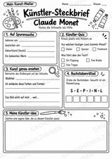 Claude Monet – Künstler-Steckbrief & Infotext | Kunstunterricht Grundschule Klasse 4–5 | Arbeitsblätter mit Lösungen – Materialseite 4