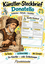 Donatello – Künstler-Steckbrief & Infotext | Kunstunterricht Grundschule Klasse 4–5 | Arbeitsblätter mit Lösungen – Cover