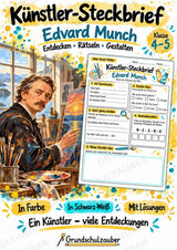 Edvard Munch – Künstler-Steckbrief & Infotext | Kunstunterricht Grundschule Klasse 4–5 | Arbeitsblätter mit Lösungen – Cover