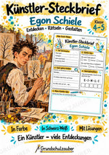 Egon Schiele – Künstler-Steckbrief & Infotext | Kunstunterricht Grundschule Klasse 4–5 | Arbeitsblätter mit Lösungen – Cover