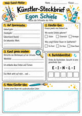 Egon Schiele – Künstler-Steckbrief & Infotext | Kunstunterricht Grundschule Klasse 4–5 | Arbeitsblätter mit Lösungen – Materialseite 3