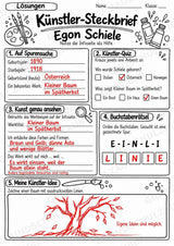 Egon Schiele – Künstler-Steckbrief & Infotext | Kunstunterricht Grundschule Klasse 4–5 | Arbeitsblätter mit Lösungen – Materialseite 5