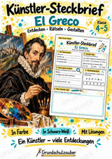 El Greco – Künstler-Steckbrief & Infotext | Kunstunterricht Grundschule Klasse 4–5 | Arbeitsblätter mit Lösungen – Cover