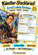 Ernst Ludwig Kirchner – Künstler-Steckbrief & Infotext | Kunstunterricht Grundschule Klasse 4–5 | Arbeitsblätter mit Lösungen – Cover