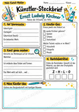 Ernst Ludwig Kirchner – Künstler-Steckbrief & Infotext | Kunstunterricht Grundschule Klasse 4–5 | Arbeitsblätter mit Lösungen – Materialseite 3