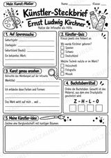 Ernst Ludwig Kirchner – Künstler-Steckbrief & Infotext | Kunstunterricht Grundschule Klasse 4–5 | Arbeitsblätter mit Lösungen – Materialseite 4